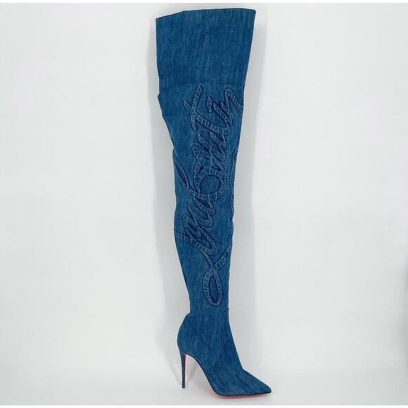 Christian Louboutin Denim Over the Knee Boots - Picture 4 of 15